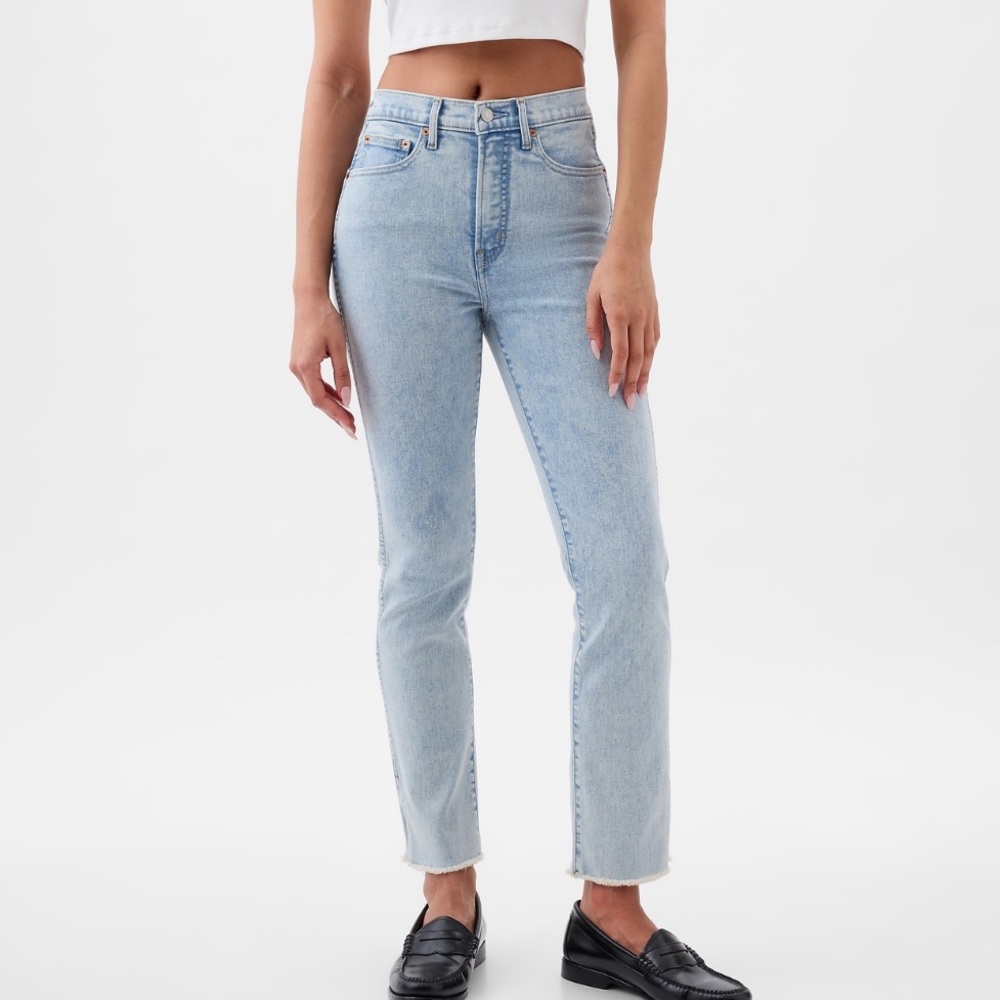 High rise vintage slim jean with slit